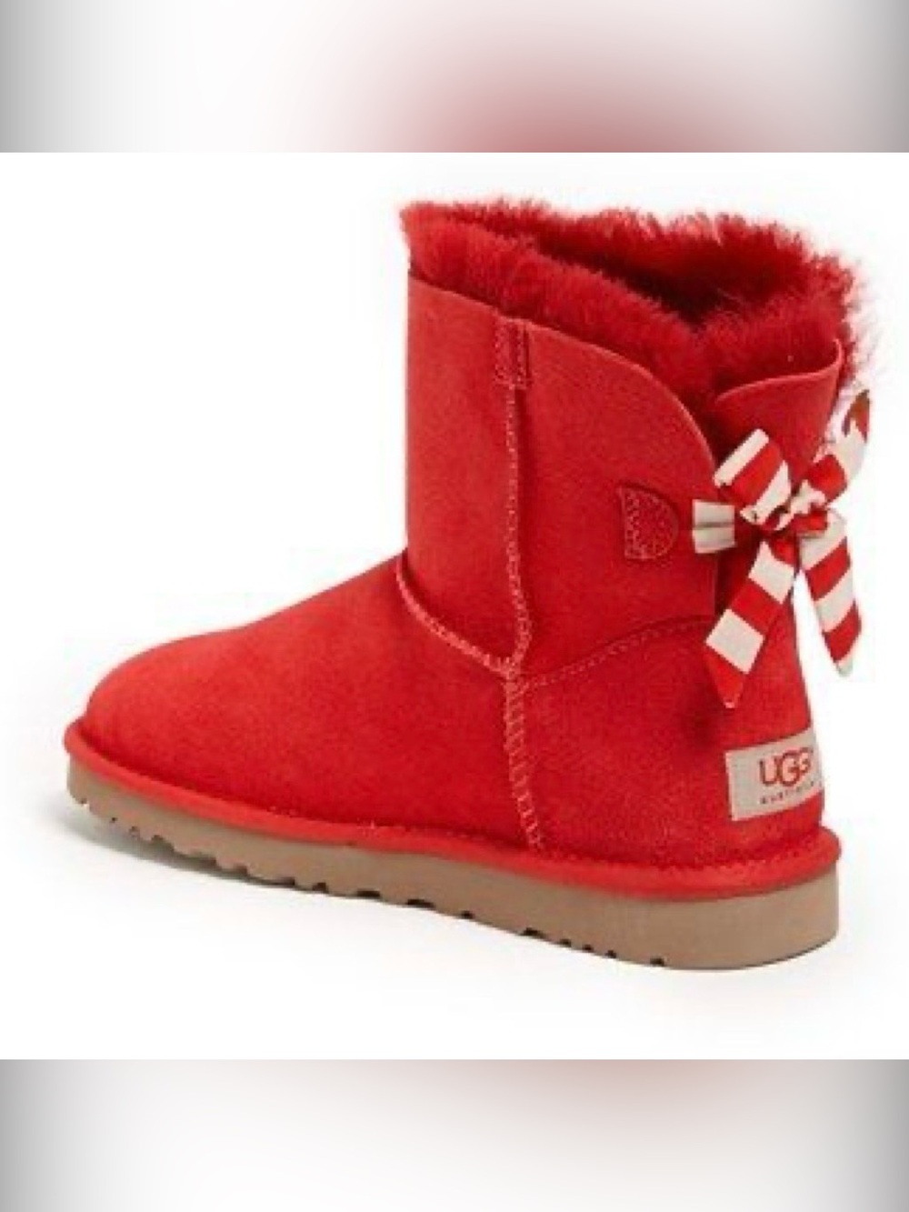 UGG Mini Bailey Bow Red Stripe Boots